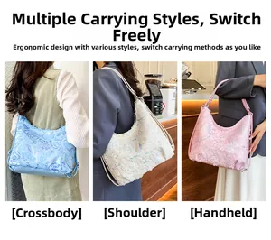 Vue détaillée du grand sac à paillettes montrant les styles bandoulière et porté épaule