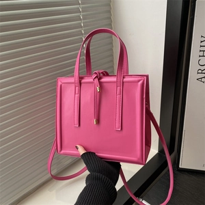 Minimalist Solid Color PU Leather Shoulder Bag For Women Large Capacity Square Handbag For Work Daily Commuting Fashion