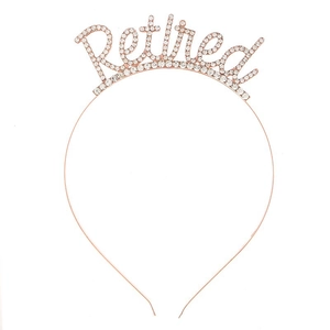 Rose gold Retired headband with sparkling rhinestones for women's celebration party