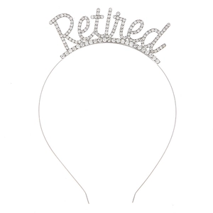 Elegant silver Retired tiara headband with sparkling rhinestones for party celebrations
