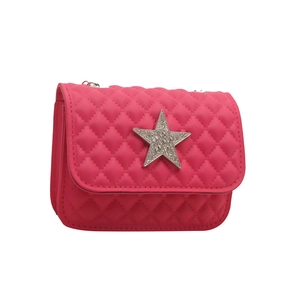 Sac bandoulière matelassé rose avec étoile en strass et chaîne en argent