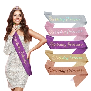 Birthday Princess Glitter Sash Satin Ribbon For Party Decorations Birthday Queen Celebration Sash For Women Girls