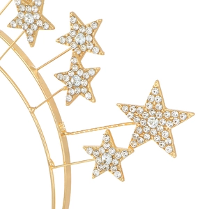 Double-layered gold alloy star headband with sparkling white rhinestones for bridal party