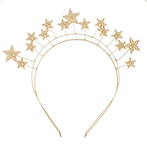 Elegant gold double-layered star tiara headband with studded star details for parties