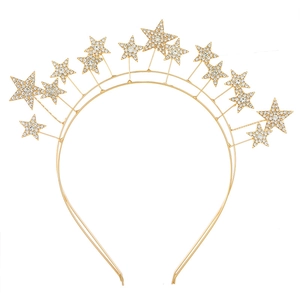 Exquisite gold double-layered star headband with shimmering rhinestones for party queen