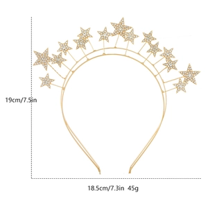 Golden double-layer star headband with sparkling rhinestones for bridal party queens