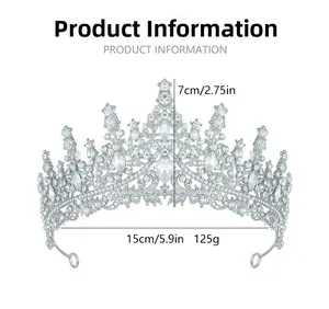 Größentabelle für Brautkristallkronen mit Maßen 7cm Höhe und 15cm Breite mit Spezifikationen