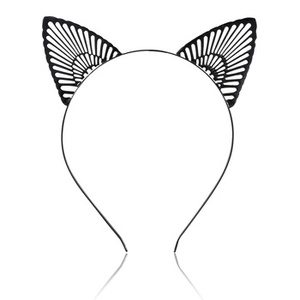 European Fashion Hollow Cat Ear Metal Headband For Women Bachelorette Party Xmas Gift Elegant Geometric Hair Hoop Accessory