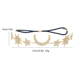 Baroque sun and moon headband with sparkling gold alloy and rhinestones details