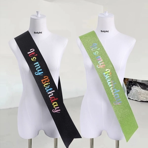 Glitter birthday sashes in black and green with colorful It's my Birthday text