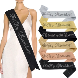 Elegant Birthday Queen Birthday Girl Sash For Women Party Decorations Rhinestone Satin Glitter Fabric Birthday Party Sash Accessory