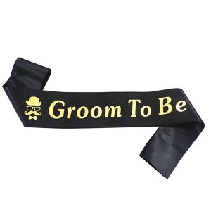 Black Groom To Be sash with gold lettering and gentleman icons for bachelor party events