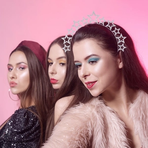 Sparkling star rhinestone headband crown for Christmas parties with silver zinc alloy stars