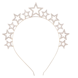 Golden Christmas star headband with rhinestone embellishments for festive party celebrations