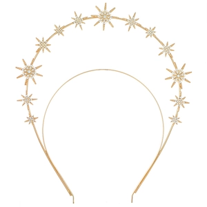 Serre-tête halo doré à double couche avec étoiles scintillantes et cristaux