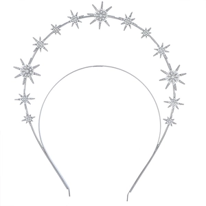 Couronne halo baroque argentée avec étoiles en cristal pour mariages et fêtes