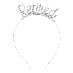 Detail of silver retired headband featuring sparkling rhinestones for party celebrations