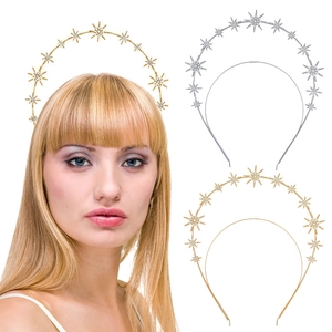 Serre-tête Halo Baroque Étoiles pour Femmes Or Argent Strass Rayon de Soleil Double Couche Mariage Fête Accessoire de Cheveux
