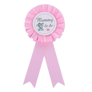 Pink Mommy to be rosette badge with a cute elephant for baby shower party decoration