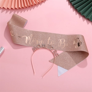 Rose gold Mommy to Be sash and rhinestone headband set for baby shower party