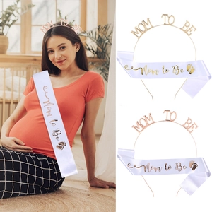 Mom To Be Kopfband Und Satin Schärpe Set Für Babyparty Schwangerschaft Gold Roségold Strass Tiara Dekorationen Für Damen
