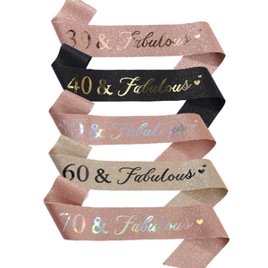 Écharpe d'Anniversaire à Paillettes pour Femmes Fabulous Écharpe de Fête d'Anniversaire Ensemble Tiara en Alliage Or Rose Noir Or Décoration