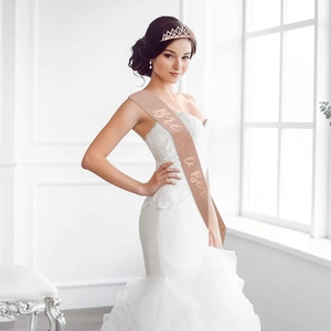 Rose gold Bride To Be sash and crown set for bachelorette parties and bridal showers