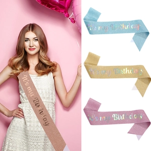 Glitter Birthday Sash It's My Birthday Holographic Lettering Shoulder Strap Celebration Party Decoration Accessory For Women Men