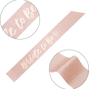 Rose gold glitter Bride to Be sash with diamond ring graphic for bachelorette party decor