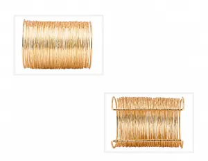 Detailed view of the hollow open golden cuff bracelet with fine metal wire texture