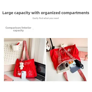 Macro view showing high capacity tote bag holding laptop, umbrella and essentials