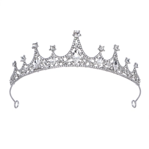 Baroque Style Alloy Rhinestone Crystal Crown Tiara For Girls Women Birthday Party Wedding Hair Accessories Headpiece