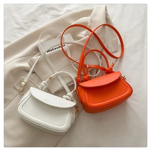 Chic mini crossbody square bags in white and orange with unique knotted top handles