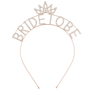 Cerchietto Bride To Be oro rosa con corona di strass per accessori per addio al nubilato