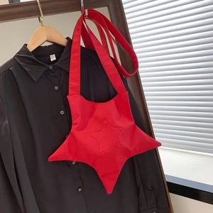 Women Fashion Star Shaped Nylon Shoulder Bag Contrast Color Trendy Street Crossbody Bag Large Capacity Casual Underarm Bag