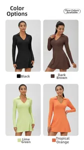 Collage de robes de tennis à manches longues en noir, marron, vert et orange