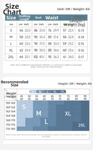 Detailed size chart for long sleeve yoga top showing measurements from S to 2XL