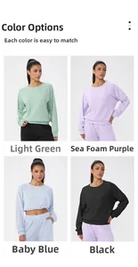 Collage de t-shirts gaufrés à manches longues en vert, violet, bleu ciel et noir