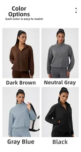 Vier Farben der Thermo-Yogajacke für Damen mit Reißverschluss und Stehkragen