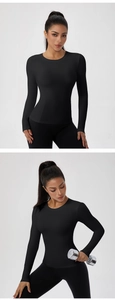 Close-up of black tight-fit yoga top with matte finish fabric and athletic side seams