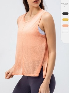 Canotta Yoga Donna Larga Traspirante in Misto Rayon Senza Maniche Maglietta da Allenamento con Spacco Laterale Sportivo Canotta Top