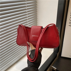 Women Retro Glossy PU Leather Underarm Bag French Minimalist Shoulder Bag Solid Color Commute Baguette Bag Handbag Daily Dating