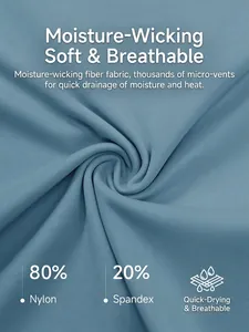 Moisture-wicking fog blue long sleeve yoga shirt made of 80% nylon and 20% spandex