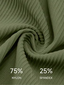Gilet de yoga côtelé vert foncé en tissu 75% nylon et 25% élasthanne haute élasticité
