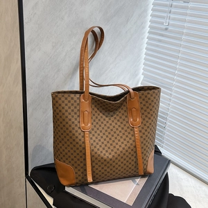 Sac Cabas Grande Capacité pour Femmes avec Imprimé Monogramme Et Petit Sac à Main en Cuir PU Sac à Bandoulière Urbain