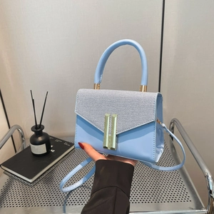 Trendy Patchwork Women Shoulder Bag Chic Small Square Crossbody Handbag With Metal Lock For Daily Fashion Urban Minimalist Bag