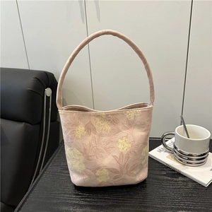 Neuer Chinesischer Stil Blumendruck Eimertasche Für Damen Modern Minimalistisch Nylon Pendeln Täglich Achseltasche