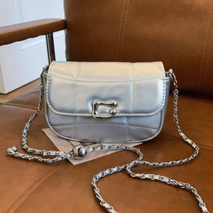 Fashion Women Quilted PU Leather Shoulder Bag With Chain Strap Metallic Ball Decoration Chic Crossbody Bag For Daily Use