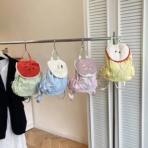 Fruit Theme Nylon Backpack For Students Cute Watermelon Apple Pear Guava Design Casual School Bag For Girls Women