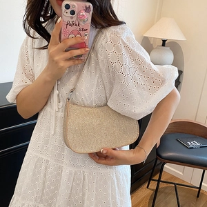 Sac à bandoulière beige brillant à paillettes pour femme dans un style chic coréen